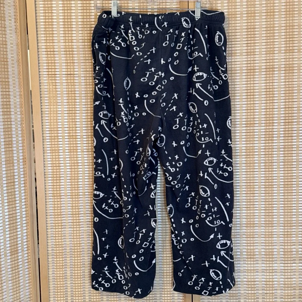 Croft & Barrow Men's L Sleep Pants Gray Football Print Tie Waist Leisurewear